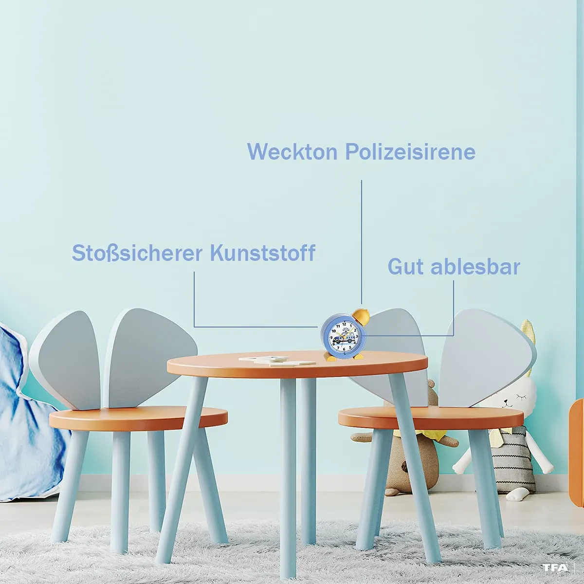 TFA Dostmann 60.1011.06 Kinderwecker Polizei Blau