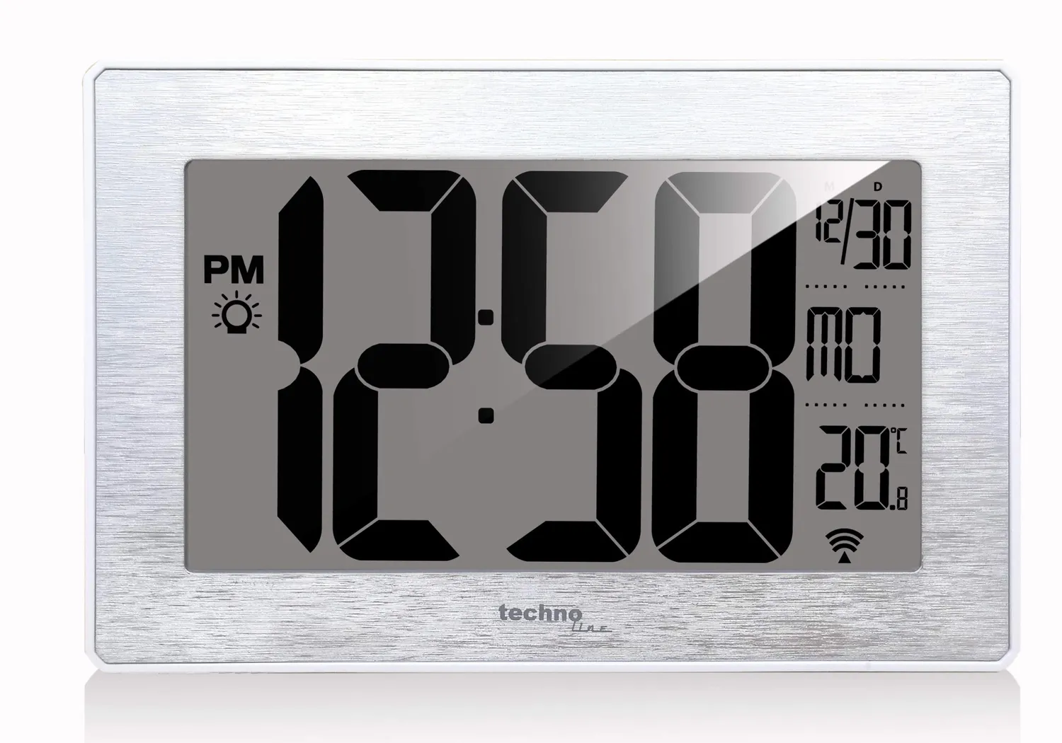 Technoline WS 8018 LED-Funkwanduhr silber 212 mm