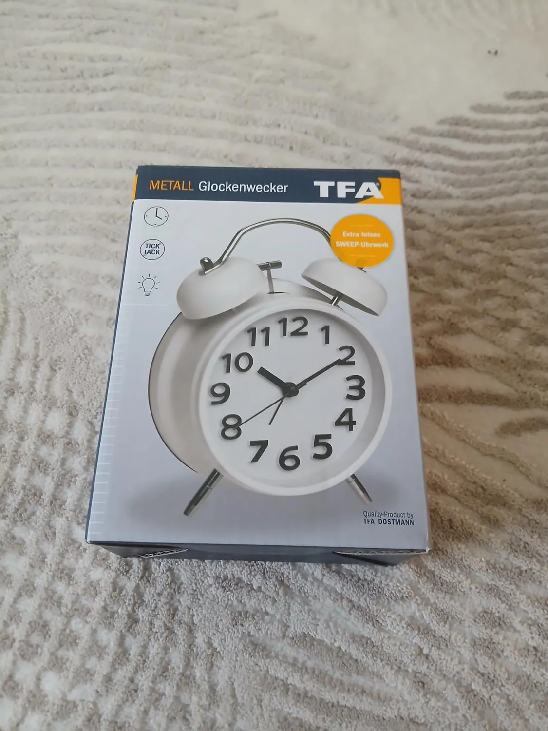 TFA Dostmann Retro 60.1040 Doppelglockenwecker weiß Metall