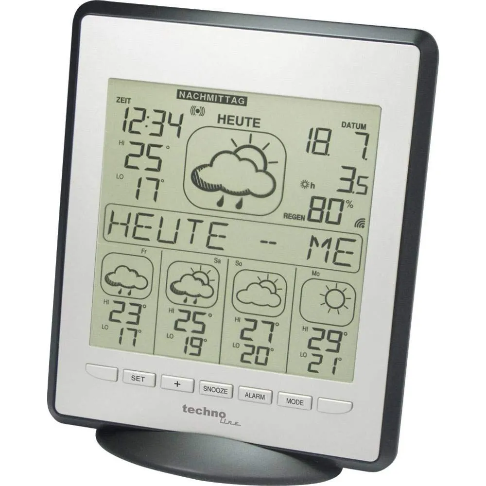 Technoline WD 9550 Wetterdirektstation silber 5-Tage Prognose