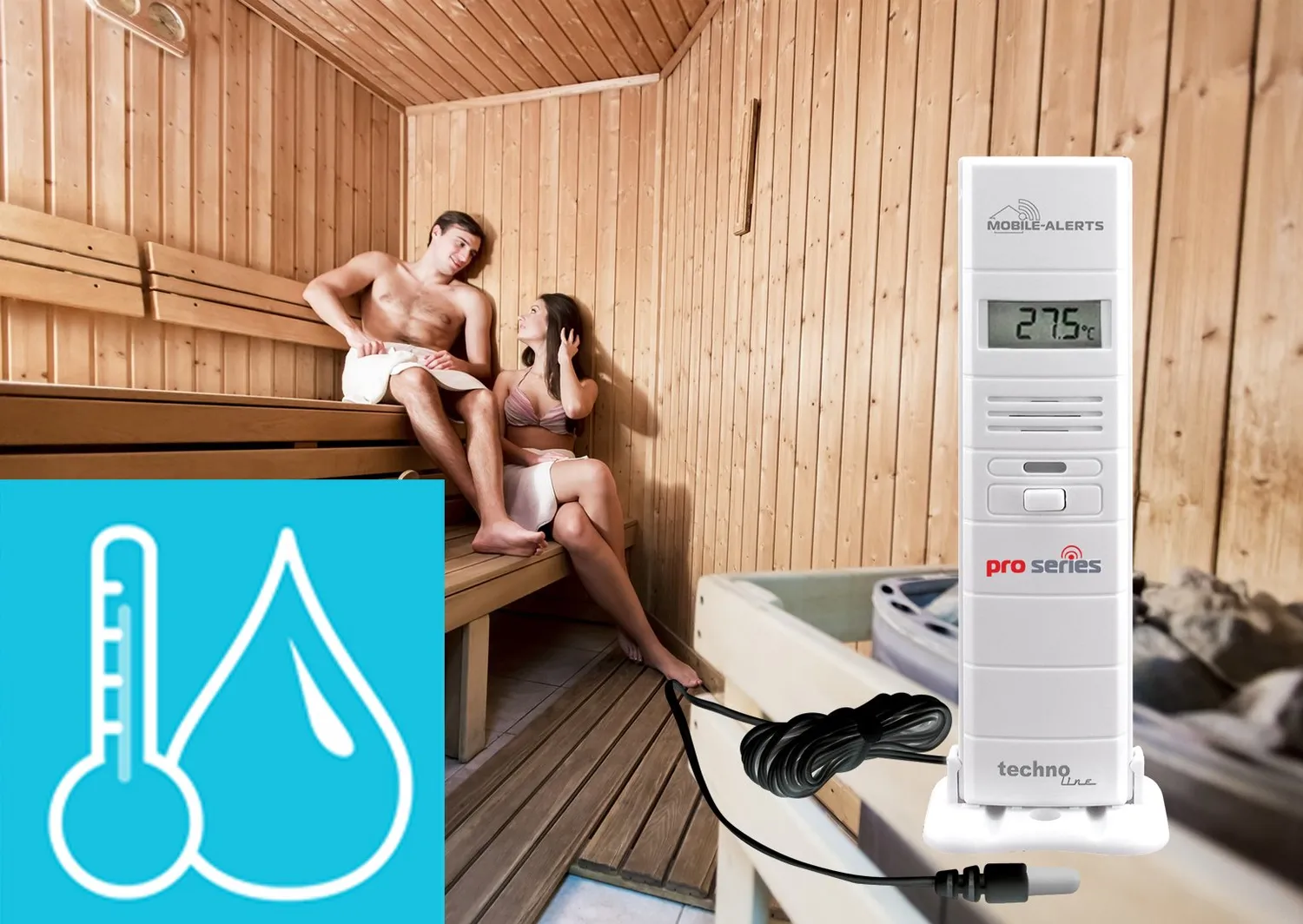 Technoline Mobile Alerts MA 10320 Sensor weiß mit Kabelsonde