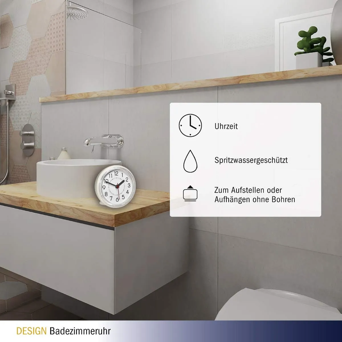 TFA Dostmann 60.3055.02 Badezimmeruhr cremeweiß Saugnapf