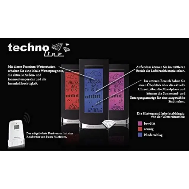 Technoline WS 6501 Wetterstation Funk Mondphase Farbdisplay