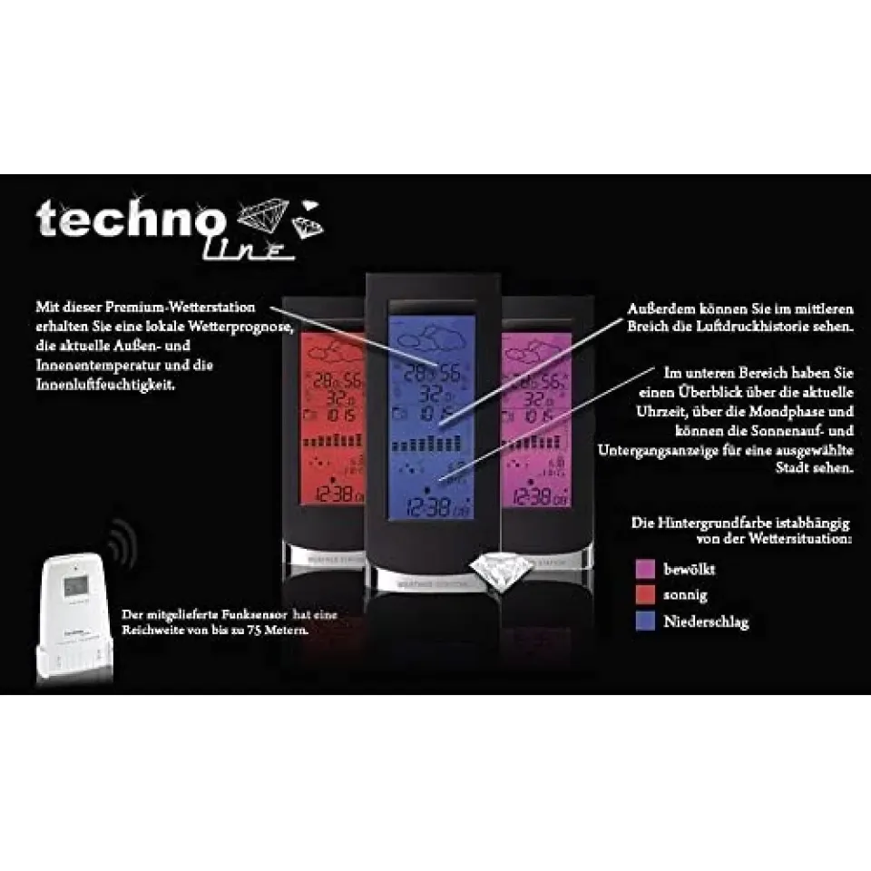 Technoline WS 6501 Wetterstation Funk Mondphase Farbdisplay