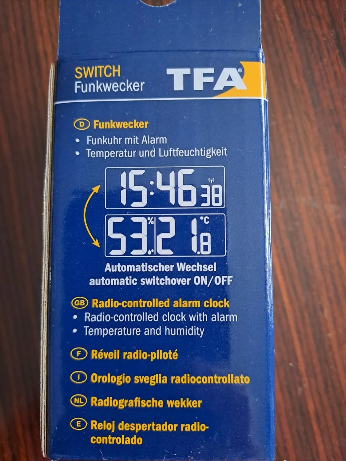 TFA Dostmann Switch 60.2522.10 Funkwecker Grau Mini