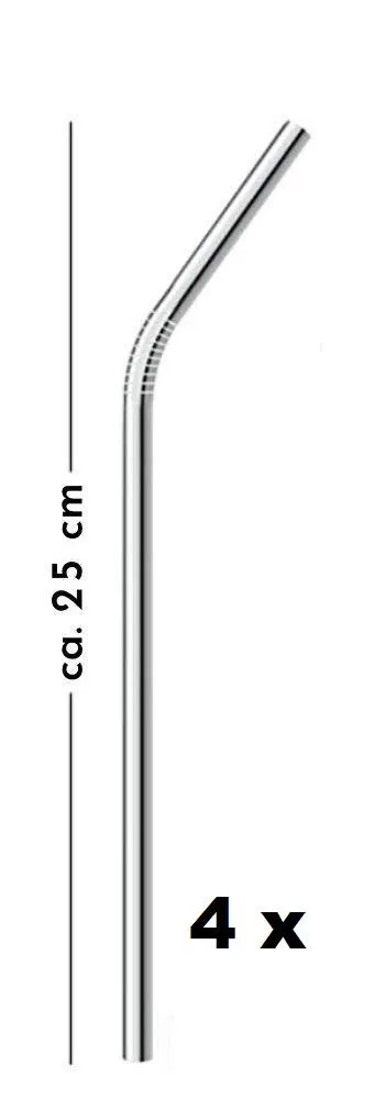 Technoline TH100 Edelstahl-Strohhalm 4er 25,5 cm wiederverwendbar