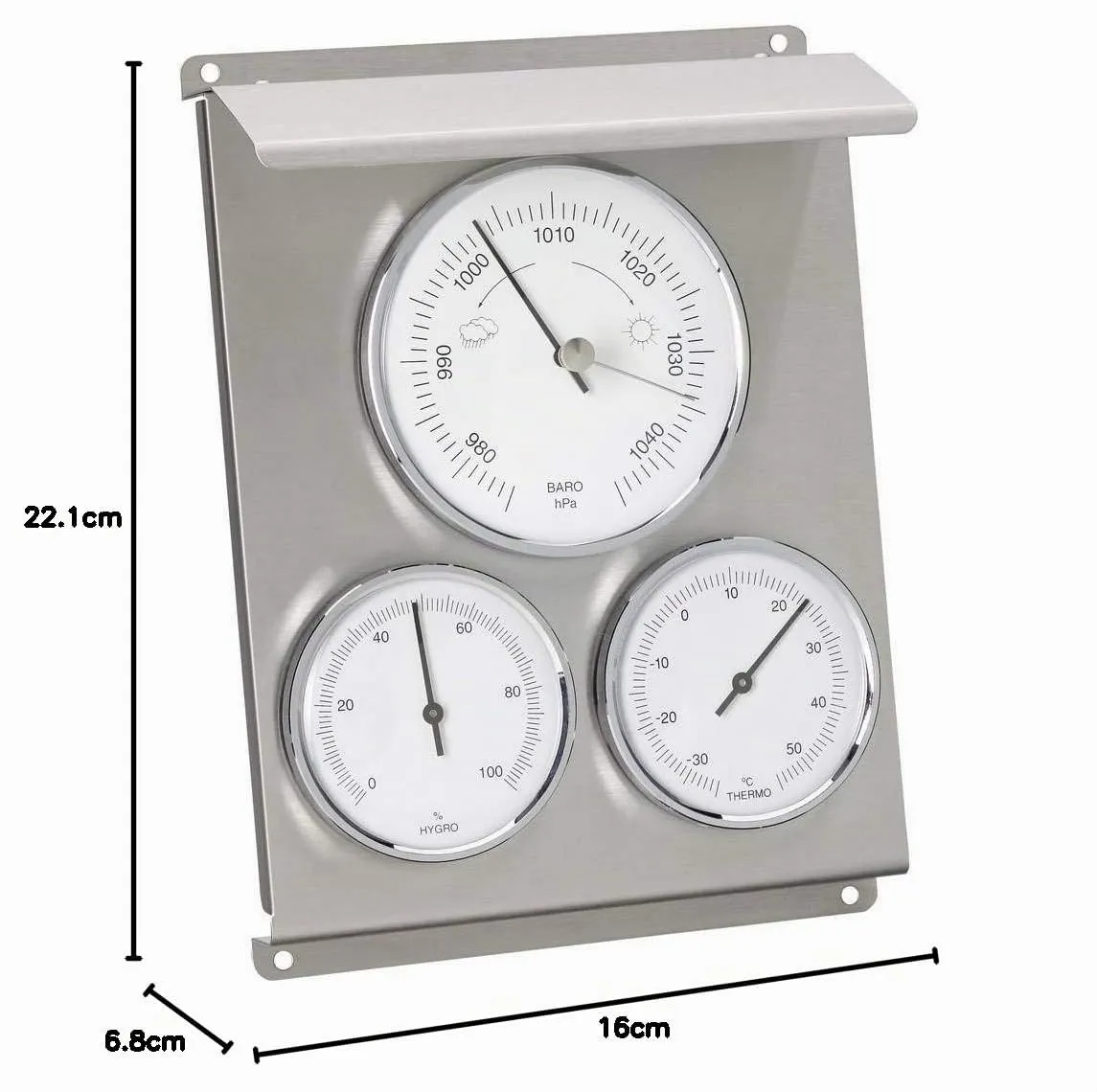 TFA Dostmann 20.2010.60 Wetterstation Edelstahl analog