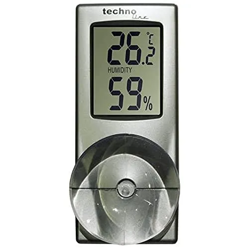 Technoline WS 7025 Fensterthermometer Grau mit Saugnapf