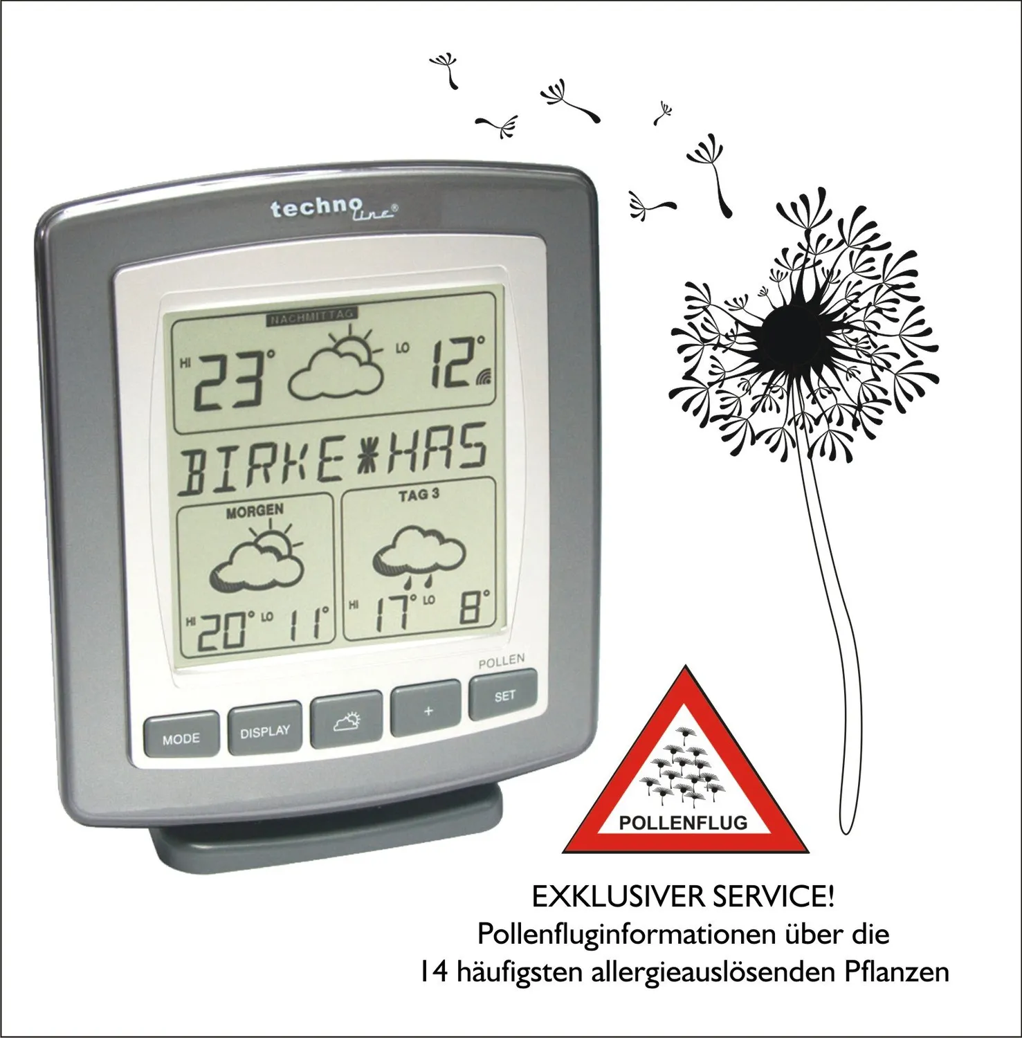 Technoline WetterDirekt WD 9565 Wetterstation Pollen 3 Tage