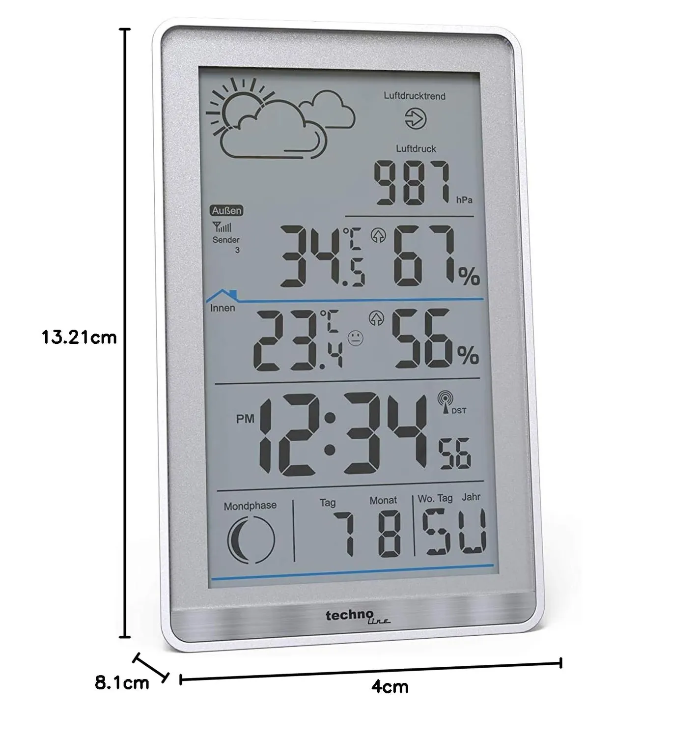 Technoline WS 9218 Wetterstation mit Außensensor DCF