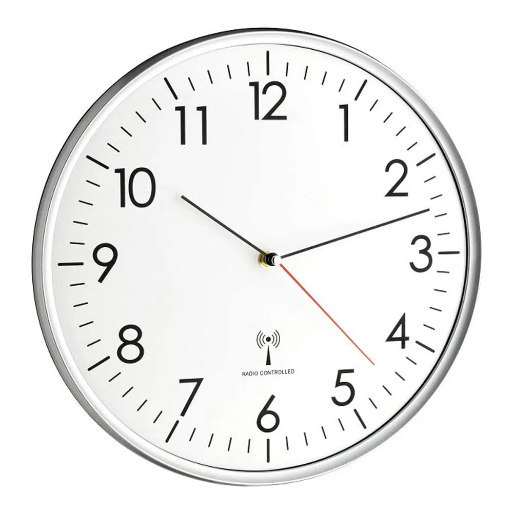 TFA Dostmann 60.3514 Funk-Wanduhr Silber-Weiß 33cm