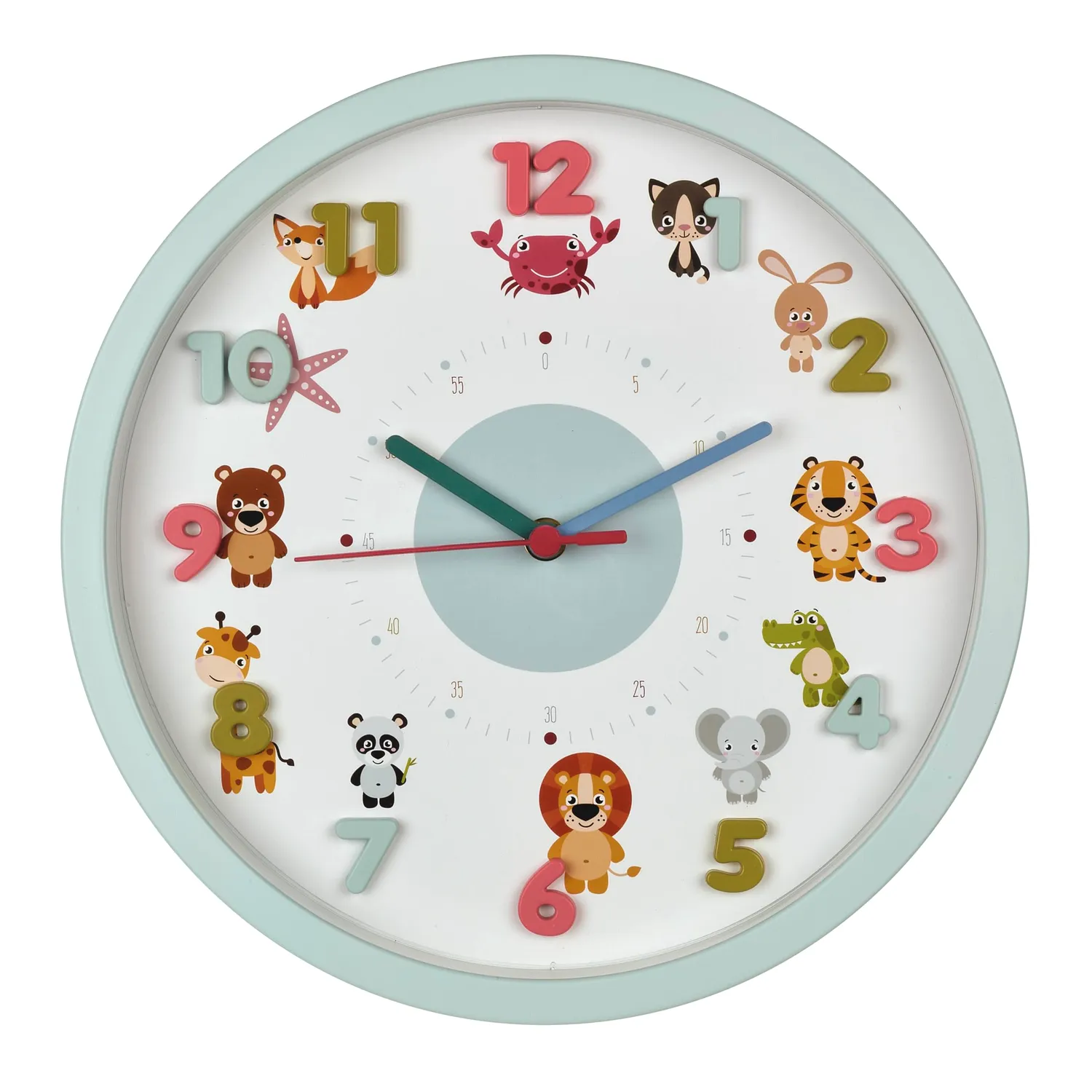 TFA Dostmann Little Animals Kinder-Wanduhr hellblau