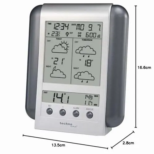 Technoline Meteotronic WM 5412 Wetterstation silber 90 Regionen