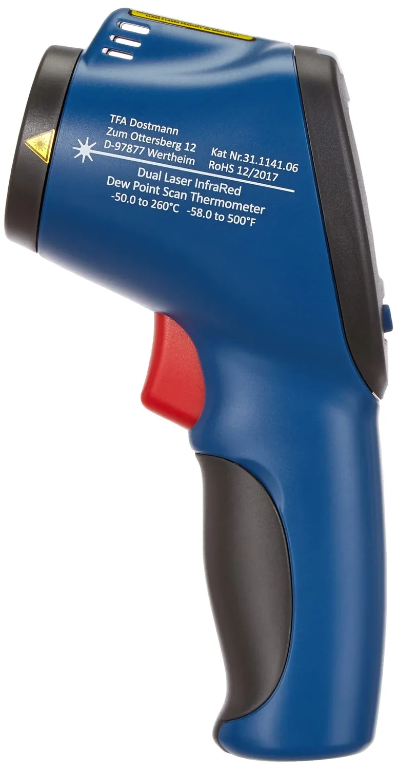 TFA Dostmann Schimmeldetektor Infrarot-Thermometer Doppellaser blau