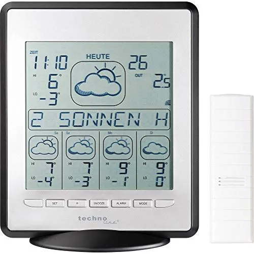 Technoline WD 9550 Wetterdirektstation silber 5-Tage Prognose