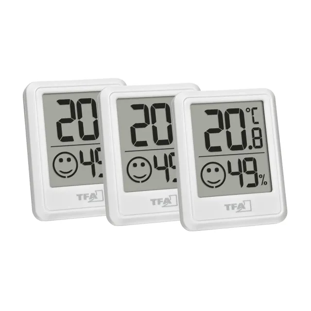 TFA Dostmann 30.5060 Mini Thermo-Hygrometer 3er Set weiß
