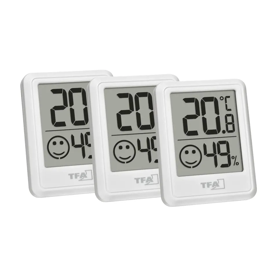 TFA Dostmann 30.5060 Mini Thermo-Hygrometer 3er Set weiß