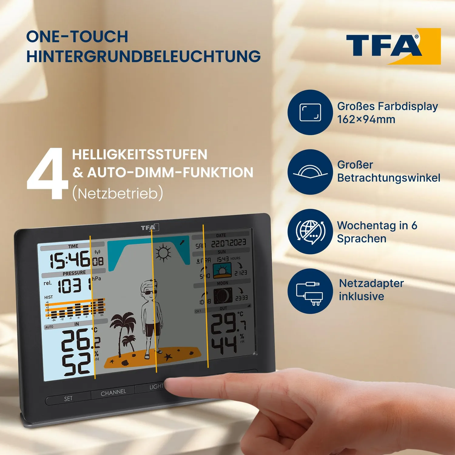 TFA Dostmann Meteo Jack Funk-Wetterstation mit Außensensor Funkuhr
