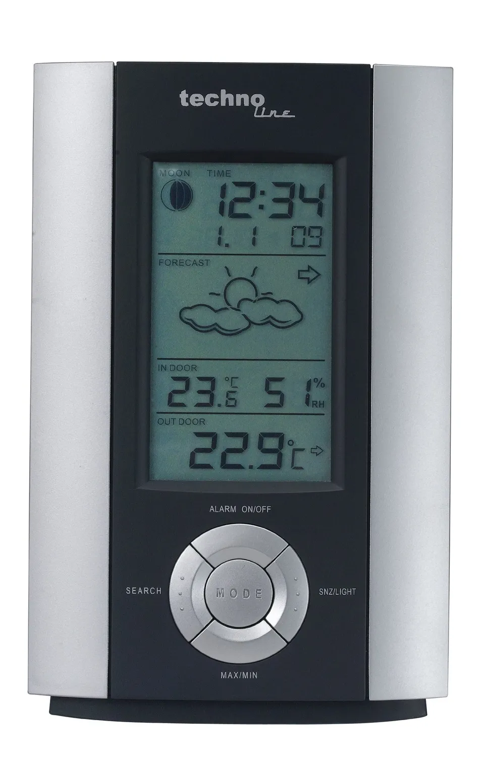 Technoline WS 6710 Wetterstation grau mit Mondphase Sensor