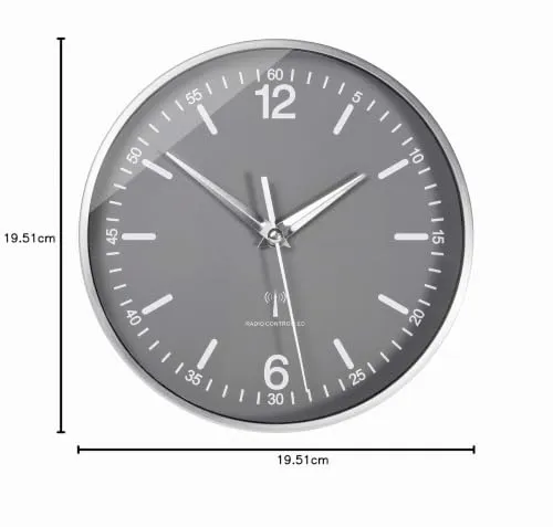 TFA Dostmann 60.3503.10 Funkwanduhr Grau Aluminium