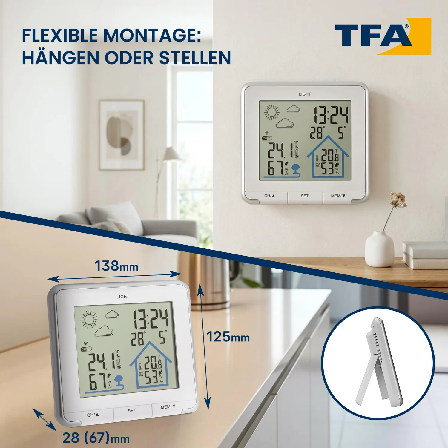 TFA Dostmann Life 35.1153 Funkwetterstation weiß mit Sensor