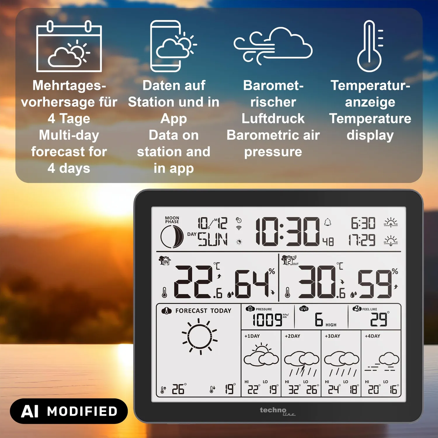Technoline WD 3000 WLAN-Wetterstation mit Sensor und App
