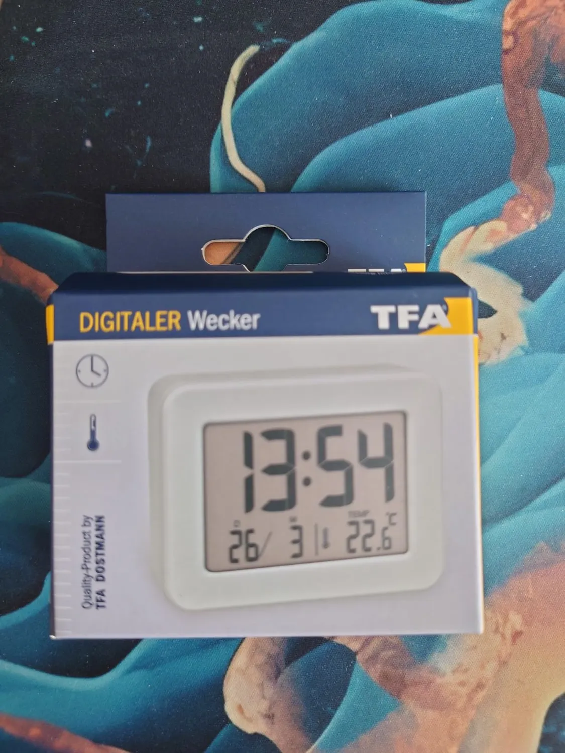 TFA Dostmann 60.2044.01 Mini Wecker digital schwarz mit Temperatur
