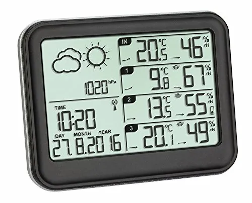 TFA Dostmann View 35.1142.01 Funk-Wetterstation 3 Sender schwarz