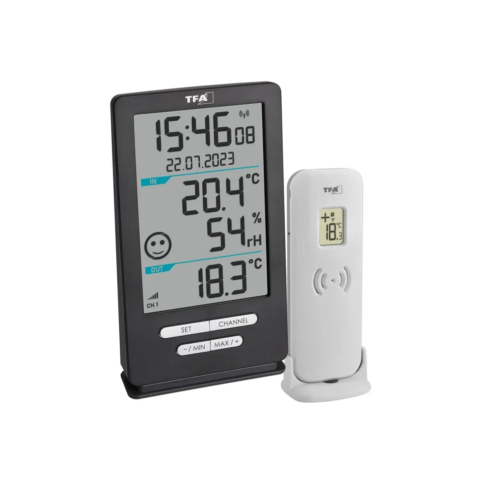 TFA Dostmann Xena Home Funk-Thermometer grau mit Hygrometer