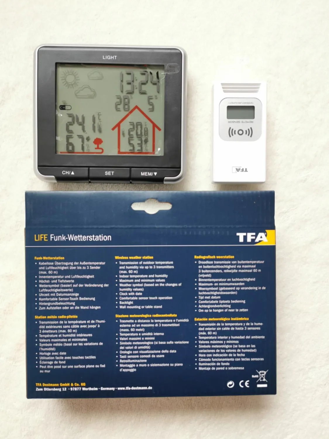 TFA Dostmann Life 35.1153.01 Funkwetterstation schwarz mit Sensor