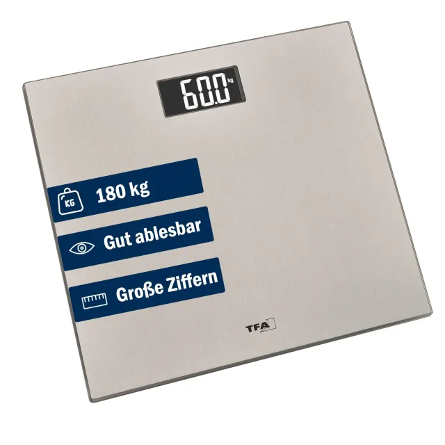 TFA Dostmann Step Steel 50.1016 Personenwaage silber 180 kg