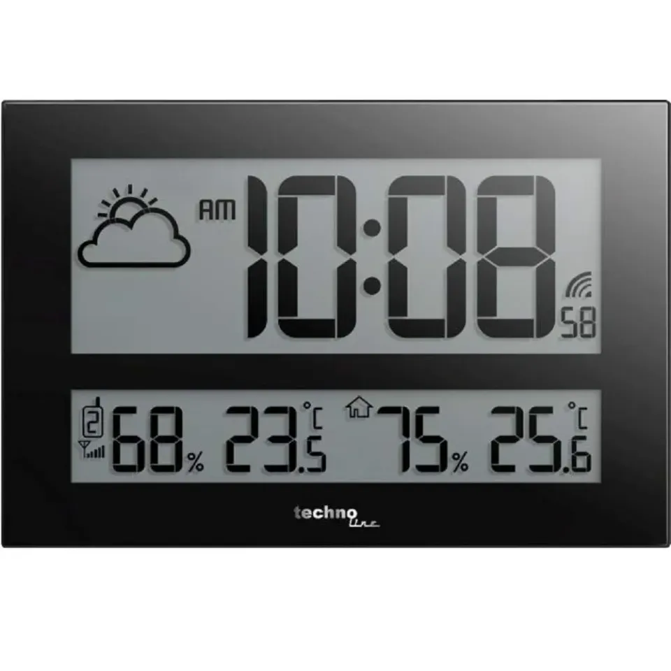 Technoline WS 8011 Wanduhr schwarz Funk Thermo-Hygro