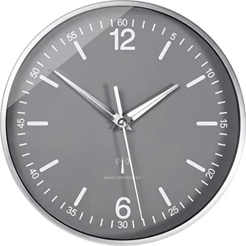 TFA Dostmann 60.3503.10 Funkwanduhr Grau Aluminium