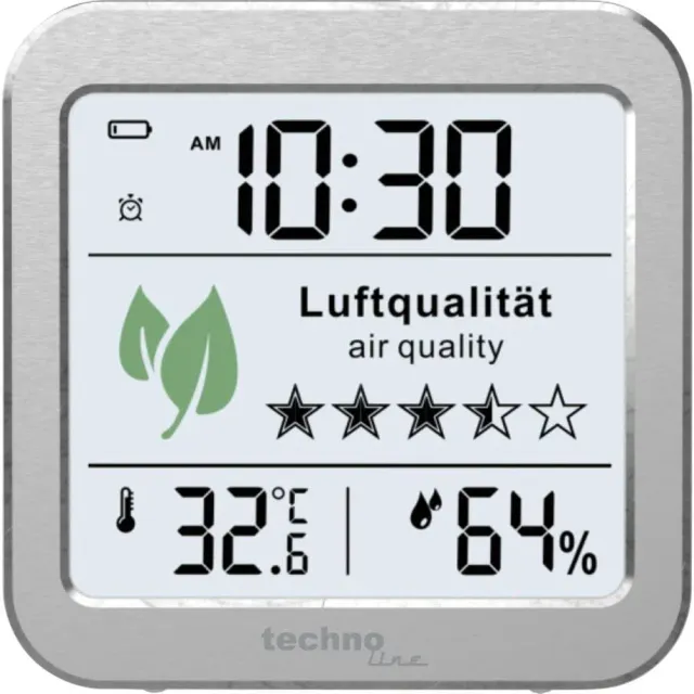 Technoline WL1020 Funkwanduhr weiß mit Luftgüteanzeige