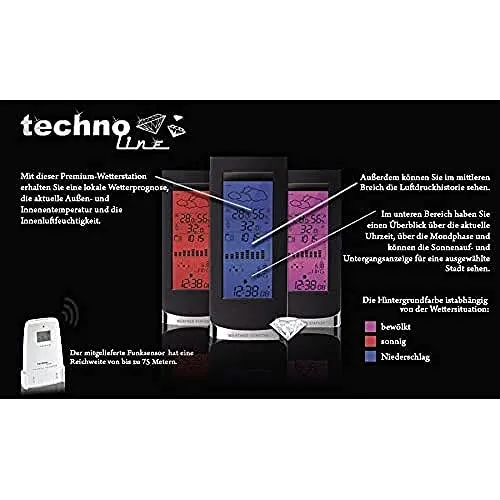 Technoline WS 6501 Wetterstation Funk Mondphase Farbdisplay