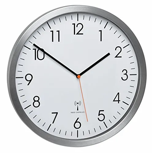 TFA Dostmann 60.3527.55 Funk-Wanduhr silber 30,5 cm lautlos