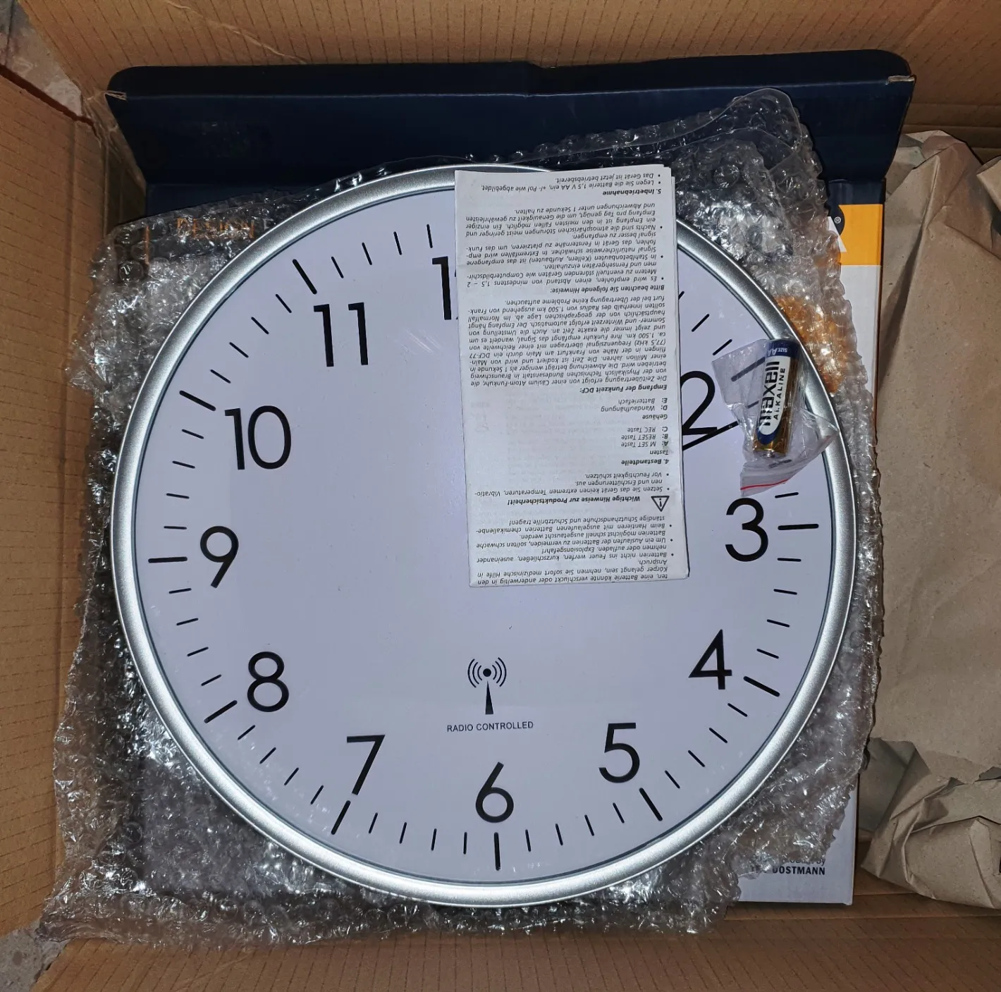 TFA Dostmann 60.3514 Funk-Wanduhr Silber-Weiß 33cm