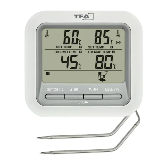 TFA Dostmann 14.1516 Grill-Thermometer weiß 2 Sonden 300°C