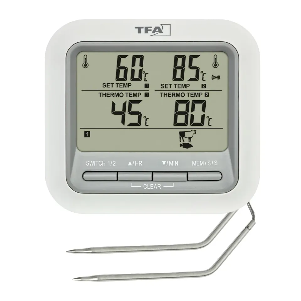 TFA Dostmann 14.1516 Grill-Thermometer weiß 2 Sonden 300°C