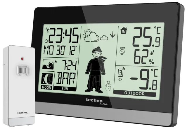 Technoline WS 9612 Funk-Wetterstation schwarz modern