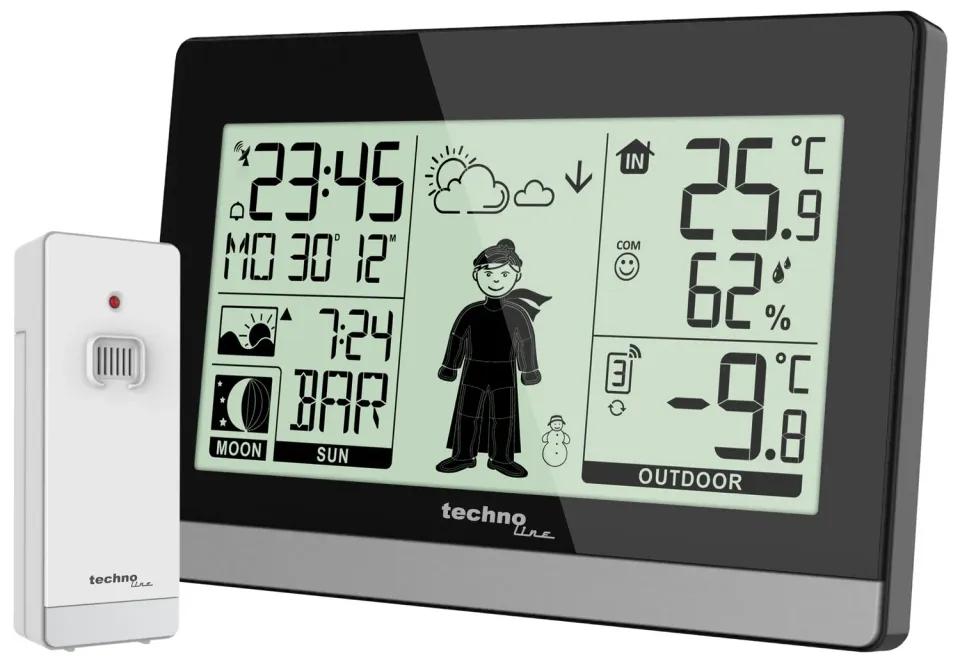 Technoline WS 9612 Funk-Wetterstation schwarz modern