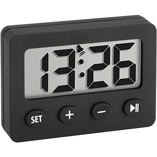 TFA Dostmann 60.2014.01 Digitalwecker schwarz mit Timer