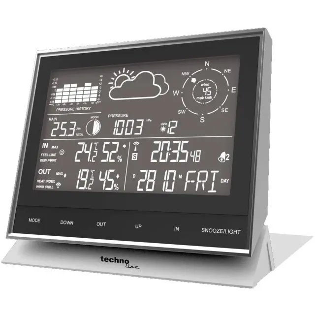 Technoline WS 1700 Wettercenter mit Wind- Regen-Sensor