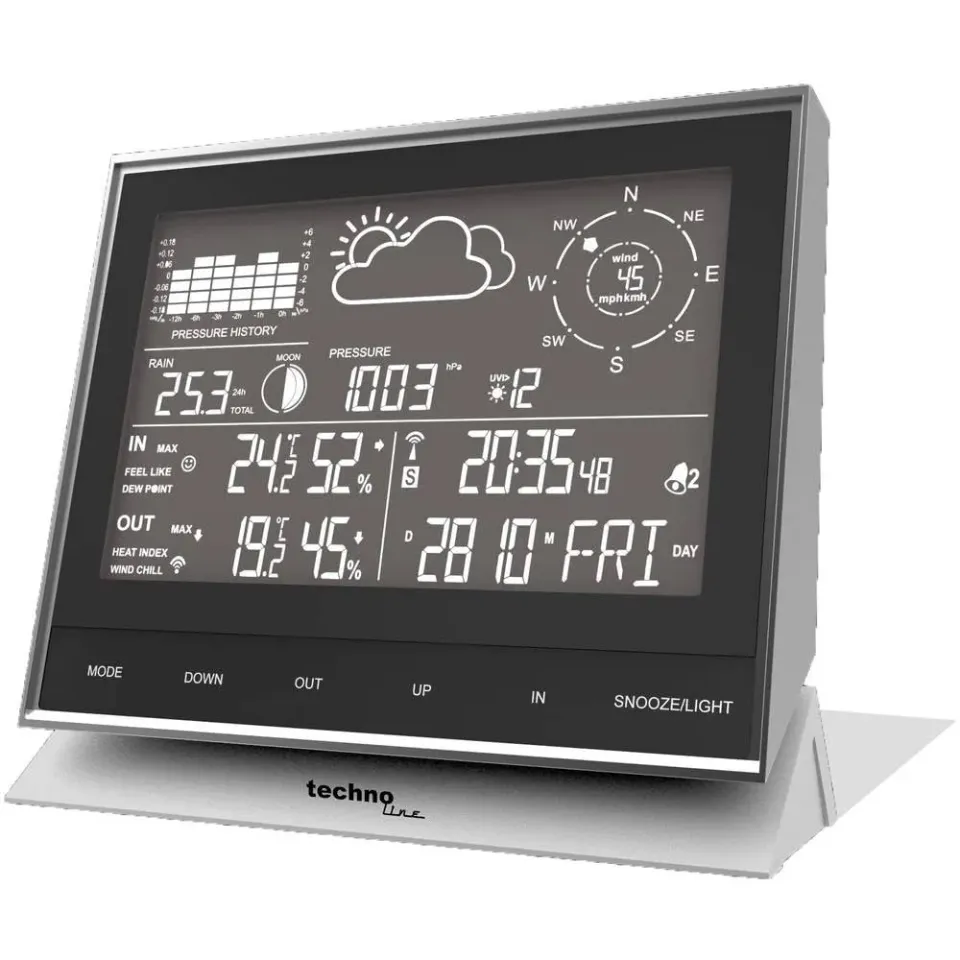 Technoline WS 1700 Wettercenter mit Wind- Regen-Sensor