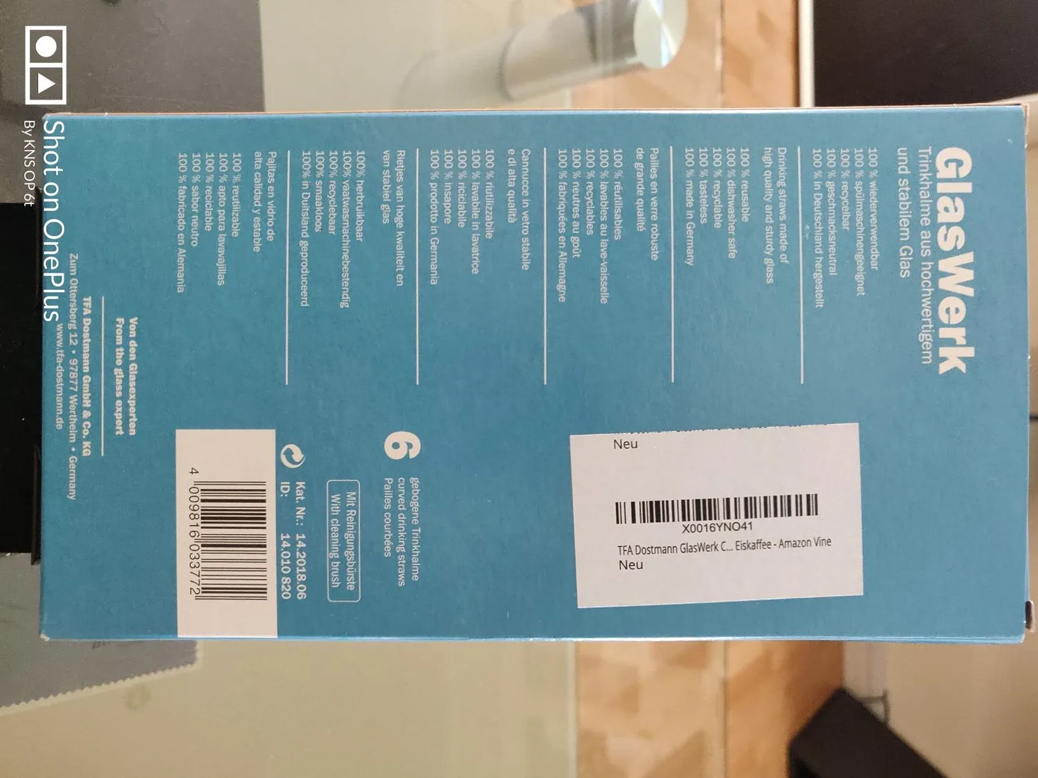 TFA Dostmann GlasWerk Curved 14.2018.06 Glastrinkhalme 6er Pack