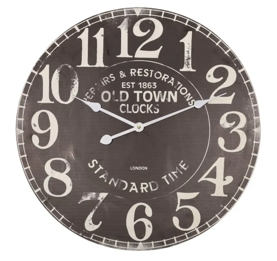Technoline Wanduhr Quarz analog Retro MDF Ø 60 cm