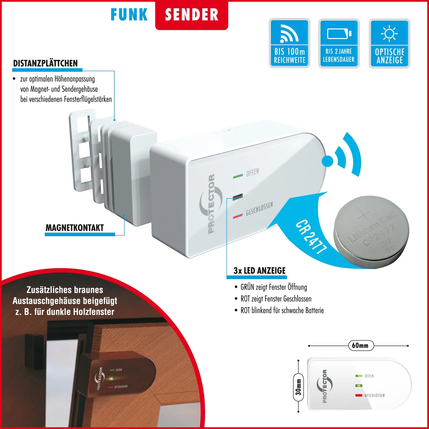 Protector AS-6020.3 Funk-Abluftsteuerung Fensterkontakt 1000W