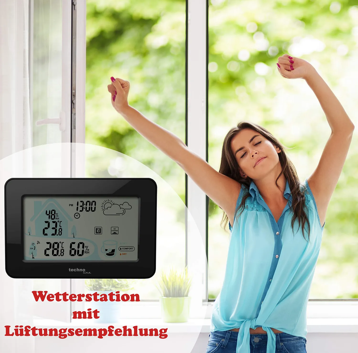 Technoline WS 9490 Wetterstation schwarz mit Außensender