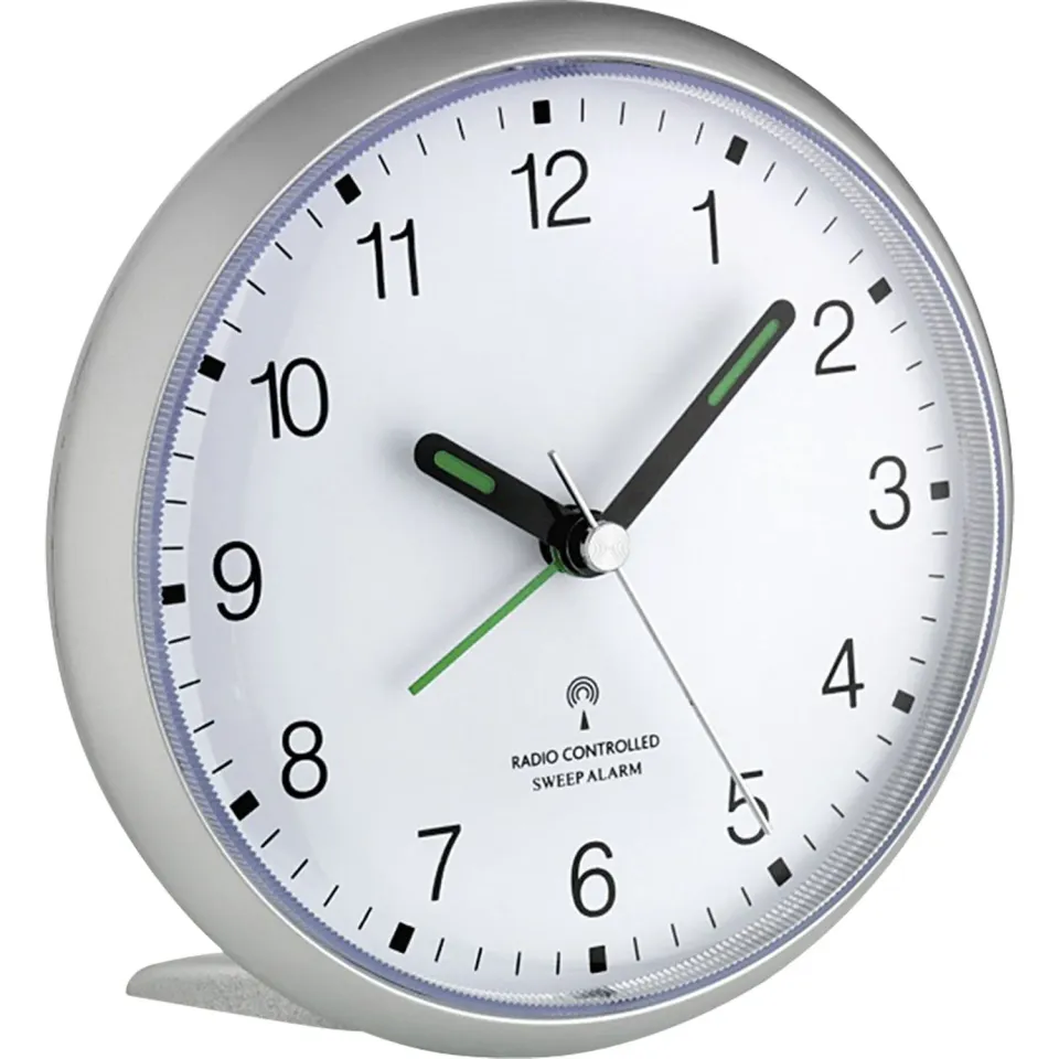 TFA Dostmann 60.1506 Funk-Wecker Silber analog geräuscharm