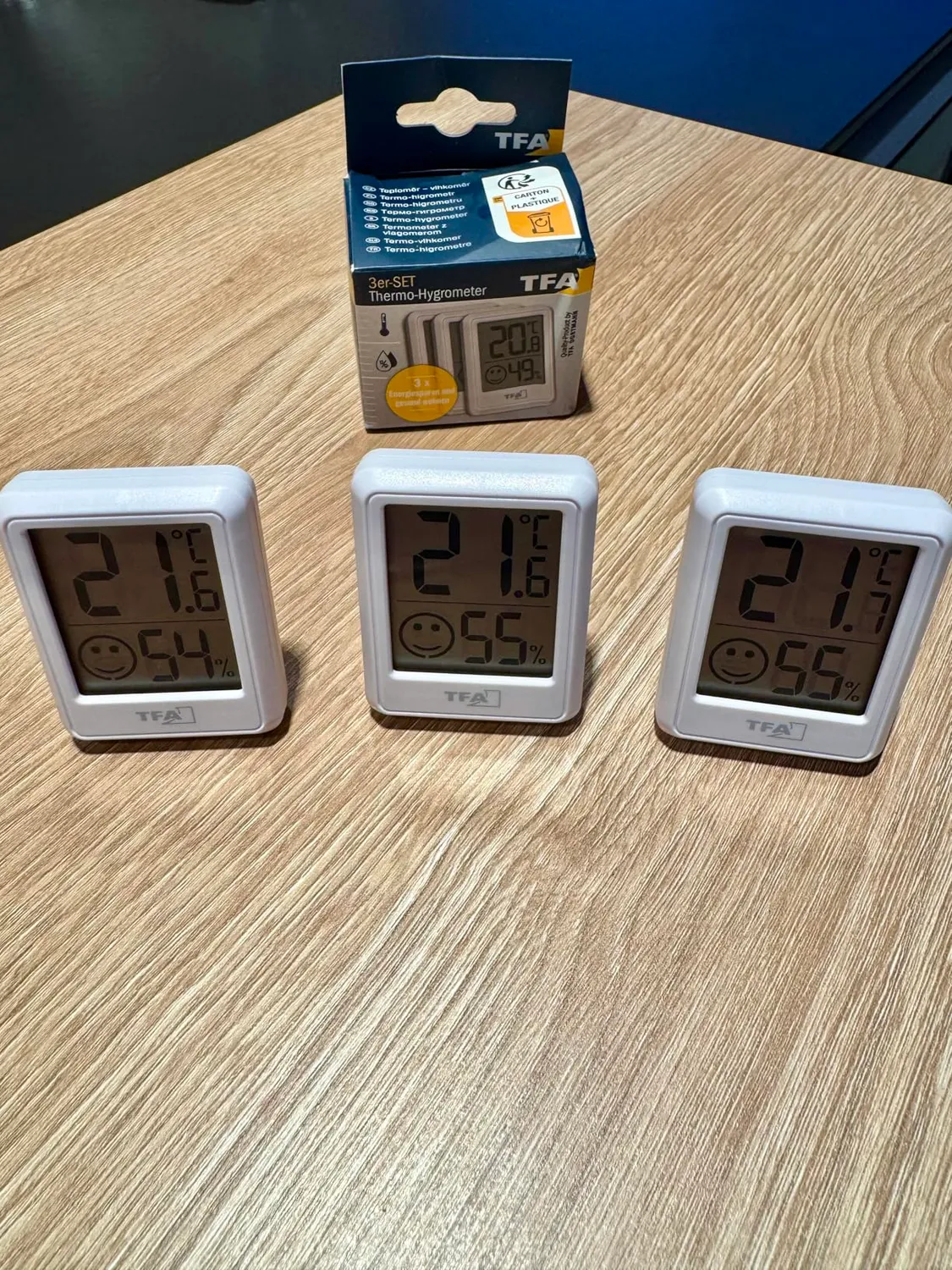 TFA Dostmann 30.5060 Mini Thermo-Hygrometer 3er Set weiß